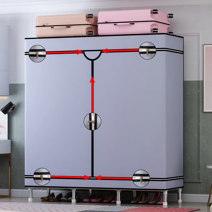 Steel Wardrobe Cabinet with Shelves Modern Wardrobe Armoire for Home