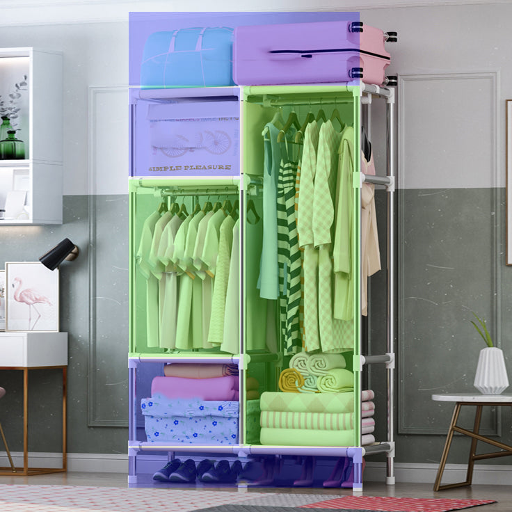 Steel Wardrobe Cabinet with Shelves Modern Wardrobe Armoire for Home