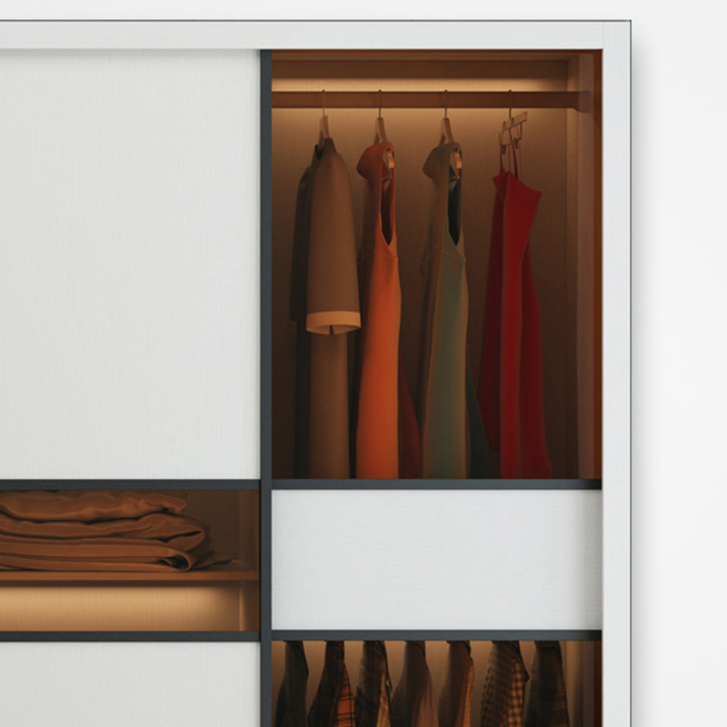 Sliding Wardrobe Armoire White Engineered Wood Wardrobe Closet