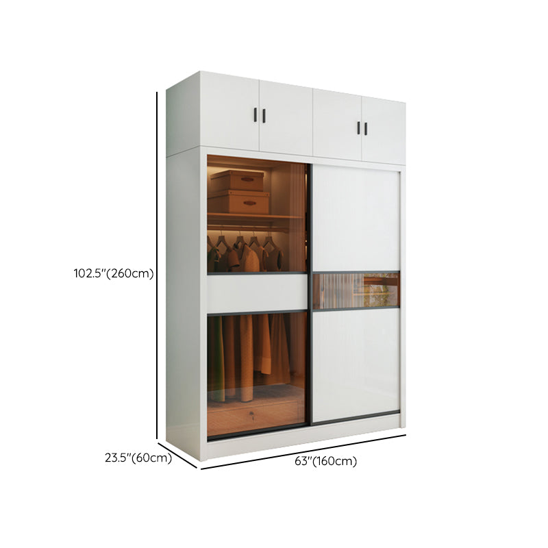 Sliding Wardrobe Armoire White Engineered Wood Wardrobe Closet
