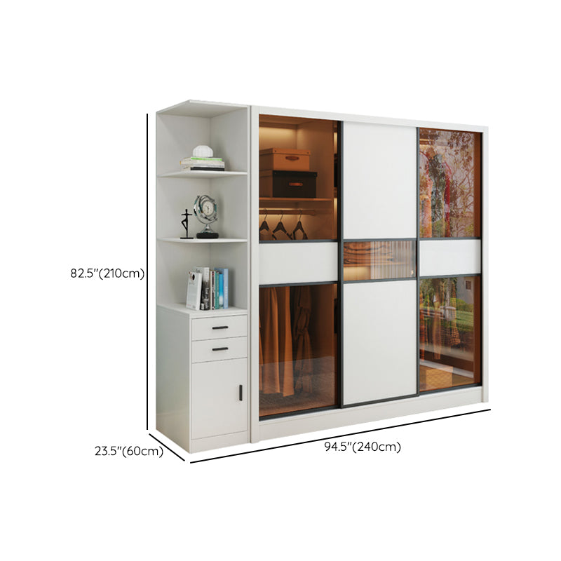 Sliding Wardrobe Armoire White Engineered Wood Wardrobe Closet