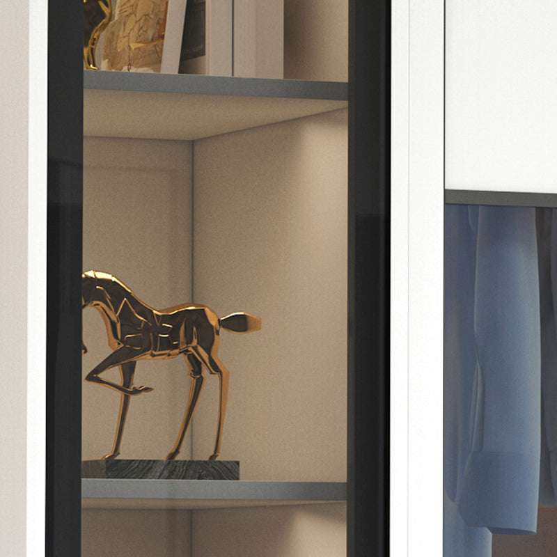 White Sliding Wardrobe Closet Engineered Wood Wardrobe Armoire