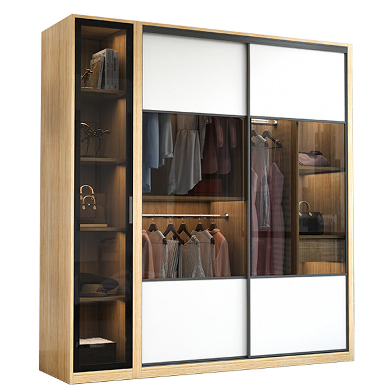 Sliding Wardrobe Closet Engineered Wood Wardrobe Armoire for Bedroom