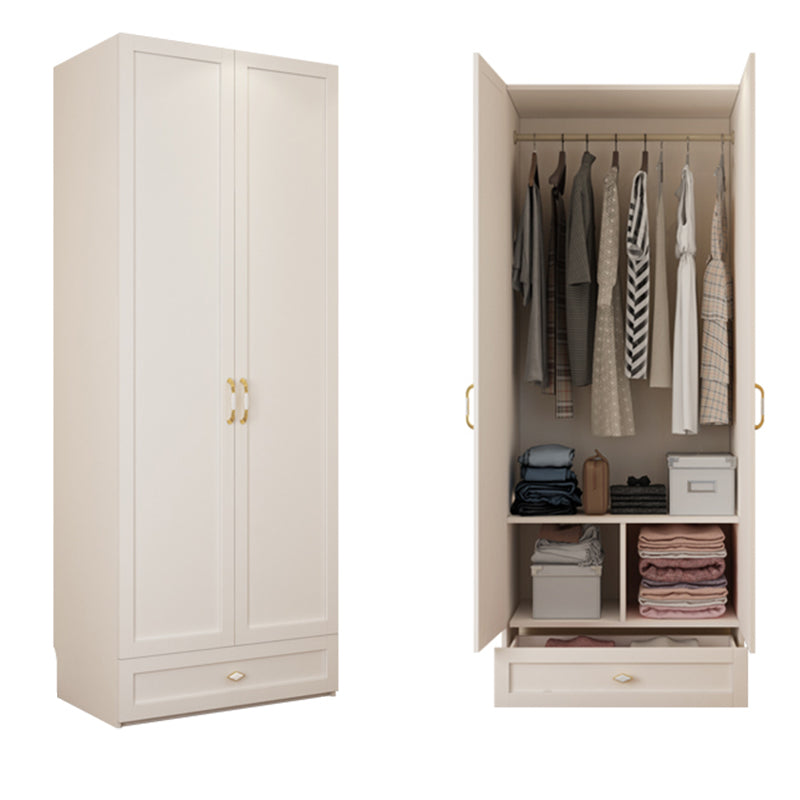 White Hinged Wardrobe Cabinet Engineered Wood Wardrobe Armoire