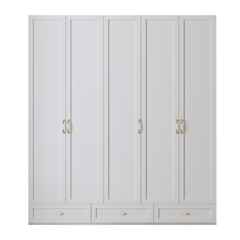 White Hinged Wardrobe Cabinet Engineered Wood Wardrobe Armoire
