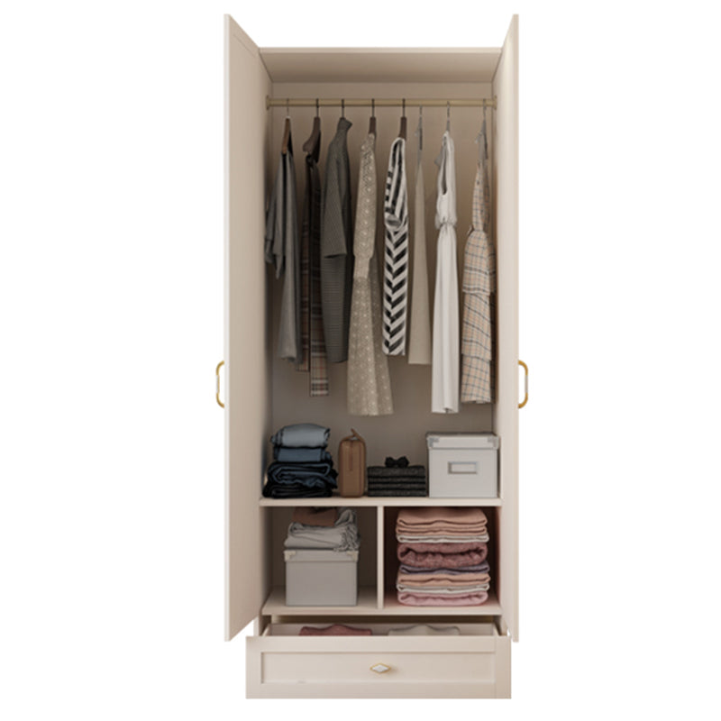 White Hinged Wardrobe Cabinet Engineered Wood Wardrobe Armoire