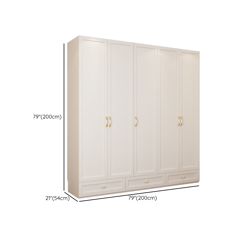 White Hinged Wardrobe Cabinet Engineered Wood Wardrobe Armoire