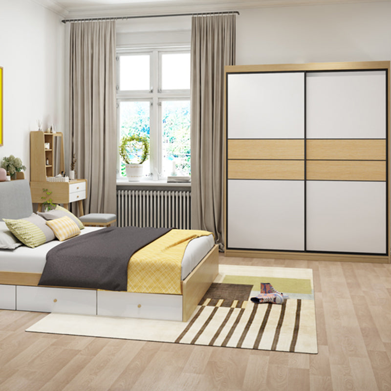 Wooden Wardrobe Armoire with Drawer Modern Wardrobe Closet - 63"L x 23.6"W x 82.9"H