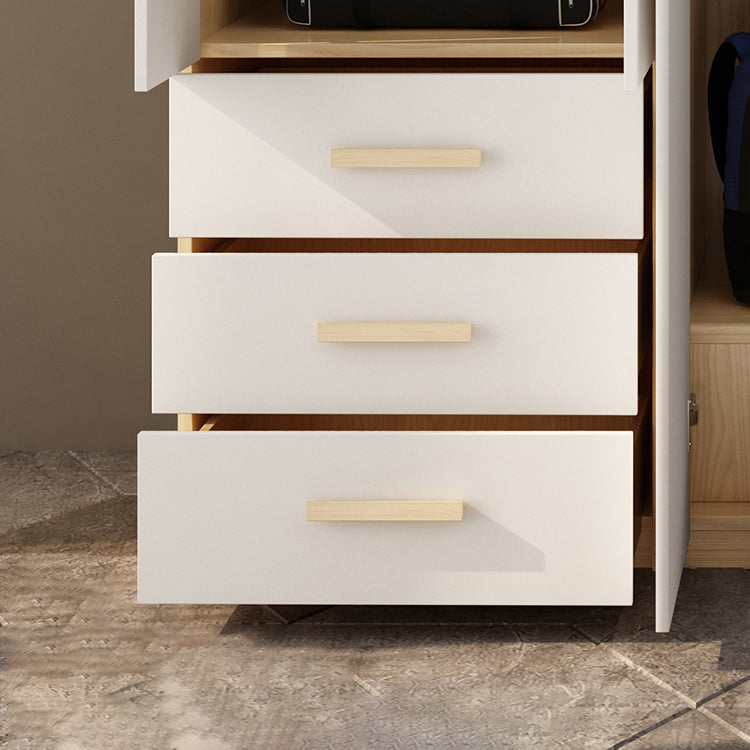 Hinged Wardrobe Armoire with Garment Rod Modern Wardrobe Cabinet