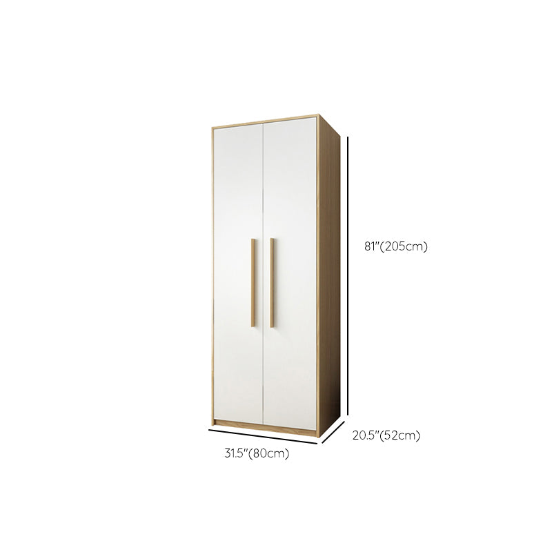 Hinged Wardrobe Armoire with Garment Rod Modern Wardrobe Cabinet
