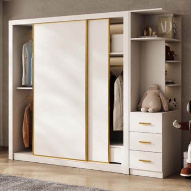 Modern Wardrobe Armoire with Garment Rod Wood Wardrobe Cabinet