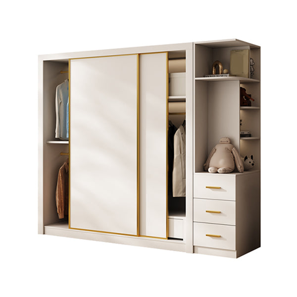 Modern Wardrobe Armoire with Garment Rod Wood Wardrobe Cabinet