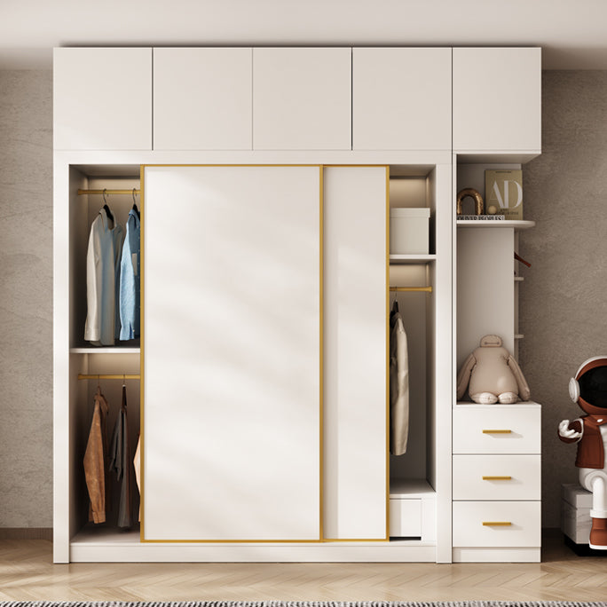 Modern Wardrobe Armoire with Garment Rod Wood Wardrobe Cabinet