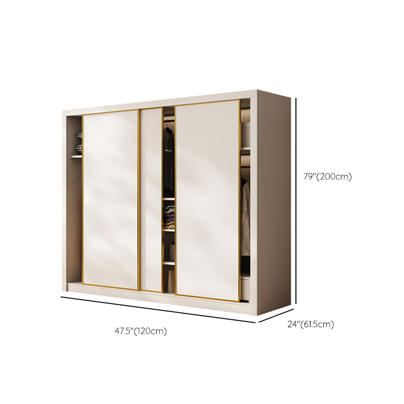 Modern Wardrobe Armoire with Garment Rod Wood Wardrobe Cabinet