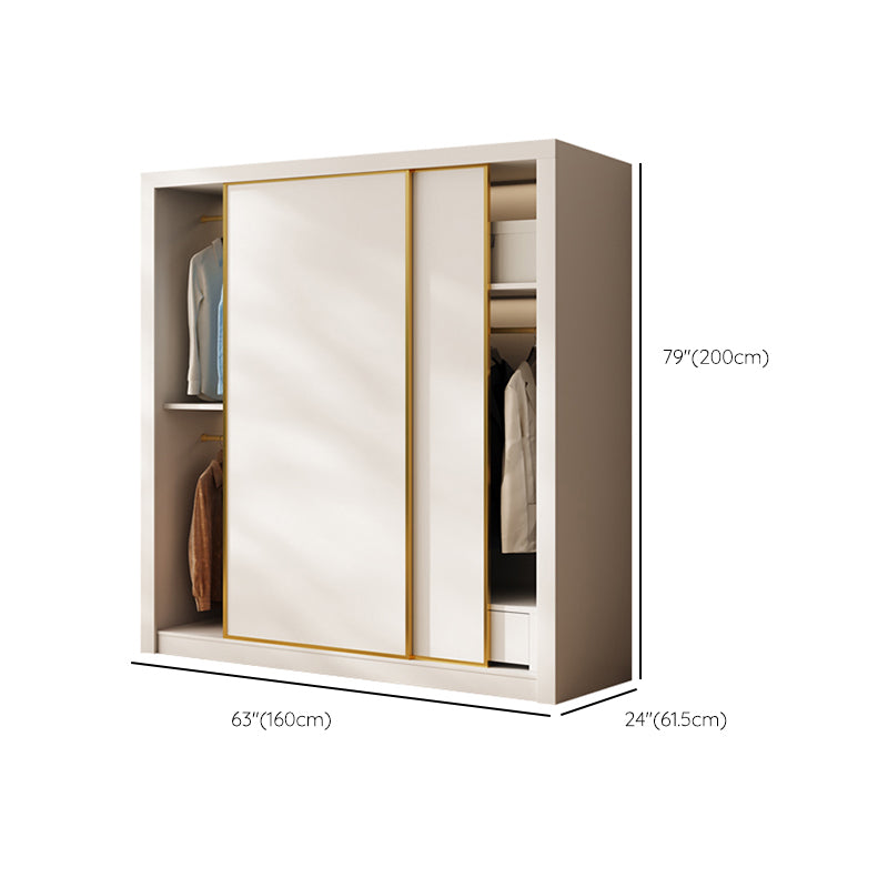 Modern Wardrobe Armoire with Garment Rod Wood Wardrobe Cabinet
