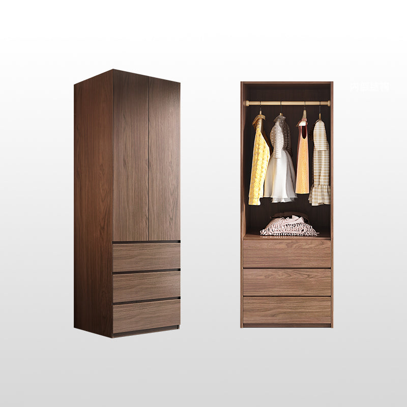 Wooden Wardrobe Armoire with Drawer Modern Hinged Wardrobe Closet