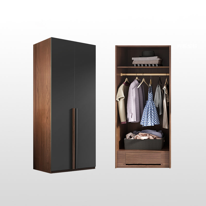 Wooden Wardrobe Armoire with Drawer Modern Hinged Wardrobe Closet
