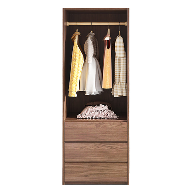 Wooden Wardrobe Armoire with Drawer Modern Hinged Wardrobe Closet
