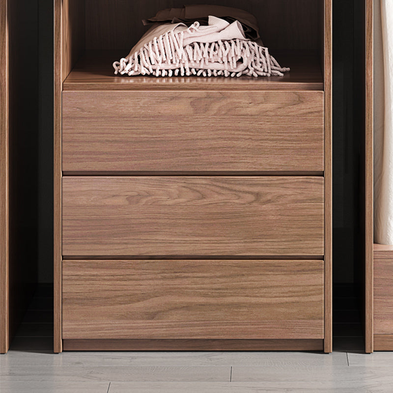 Wooden Wardrobe Armoire with Drawer Modern Hinged Wardrobe Closet