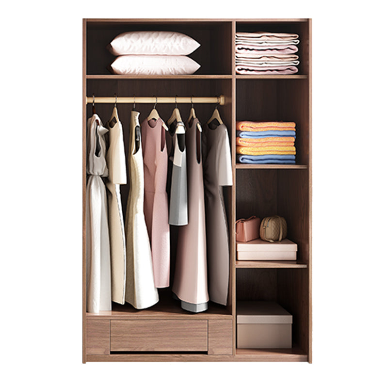 Wooden Wardrobe Armoire with Drawer Modern Hinged Wardrobe Closet