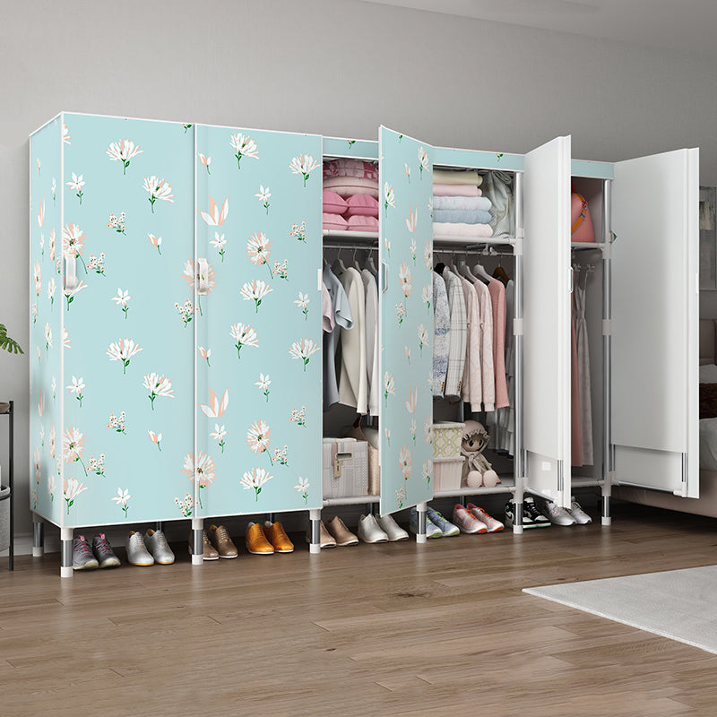 Hinged Wardrobe Armoire Modern with Legs Steel Wardrobe Closet for Home