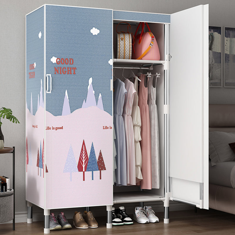 Hinged Wardrobe Armoire Modern with Legs Steel Wardrobe Closet for Home