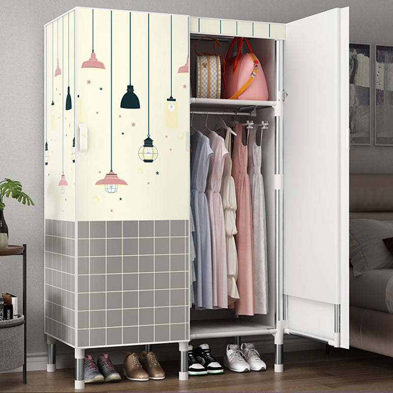 Hinged Wardrobe Armoire Modern with Legs Steel Wardrobe Closet for Home