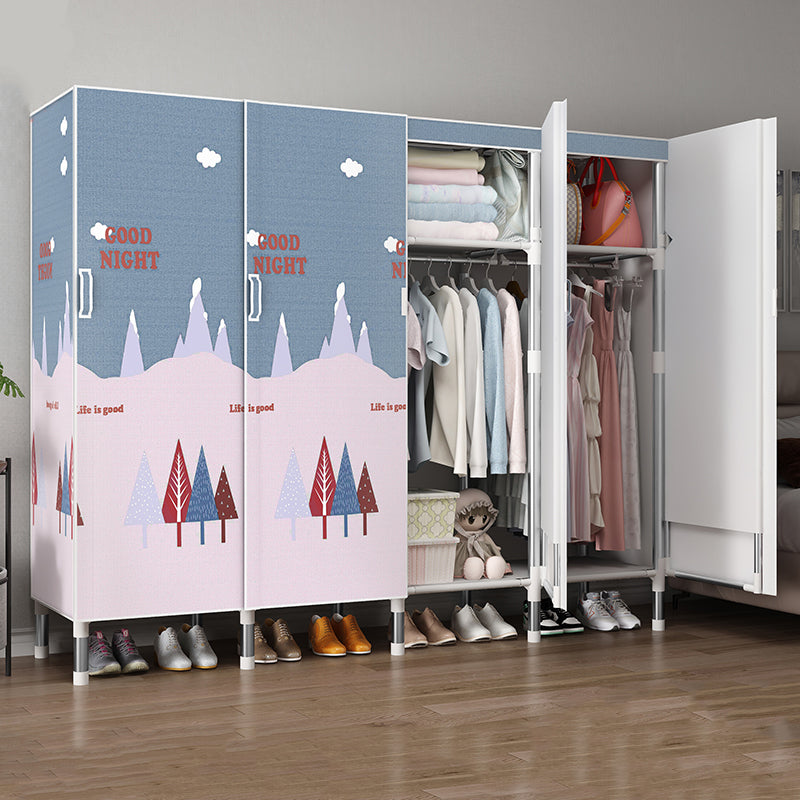 Hinged Wardrobe Armoire Modern with Legs Steel Wardrobe Closet for Home