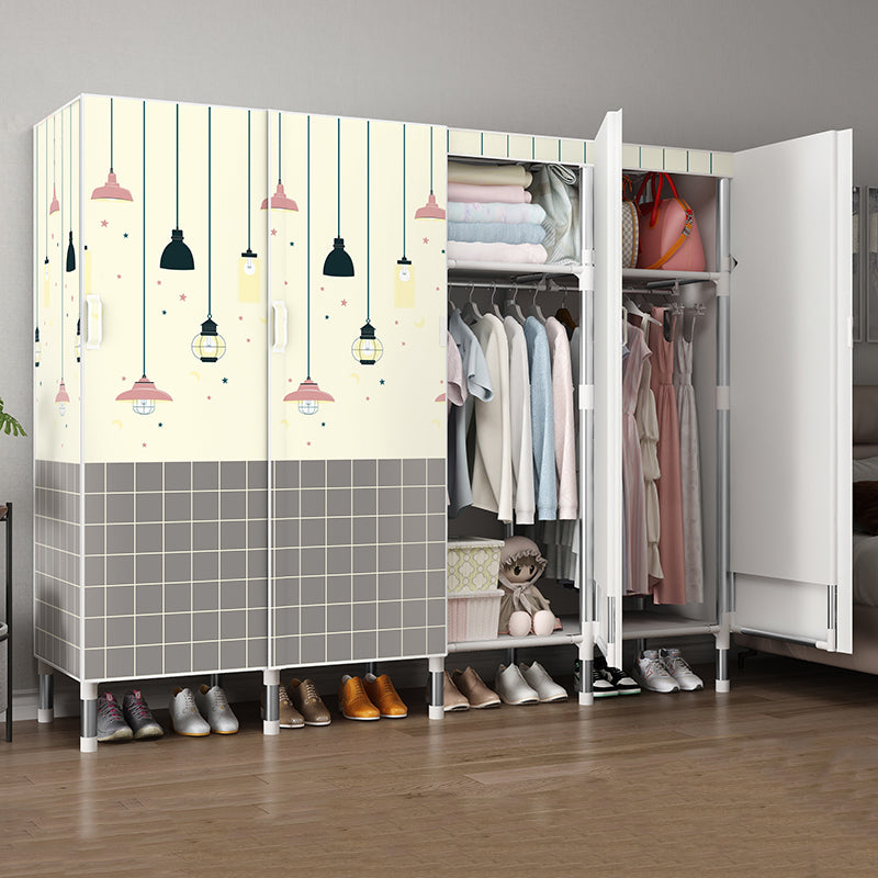 Hinged Wardrobe Armoire Modern with Legs Steel Wardrobe Closet for Home