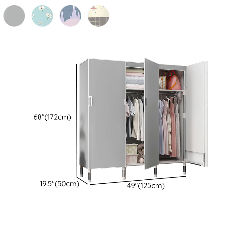 Hinged Wardrobe Armoire Modern with Legs Steel Wardrobe Closet for Home