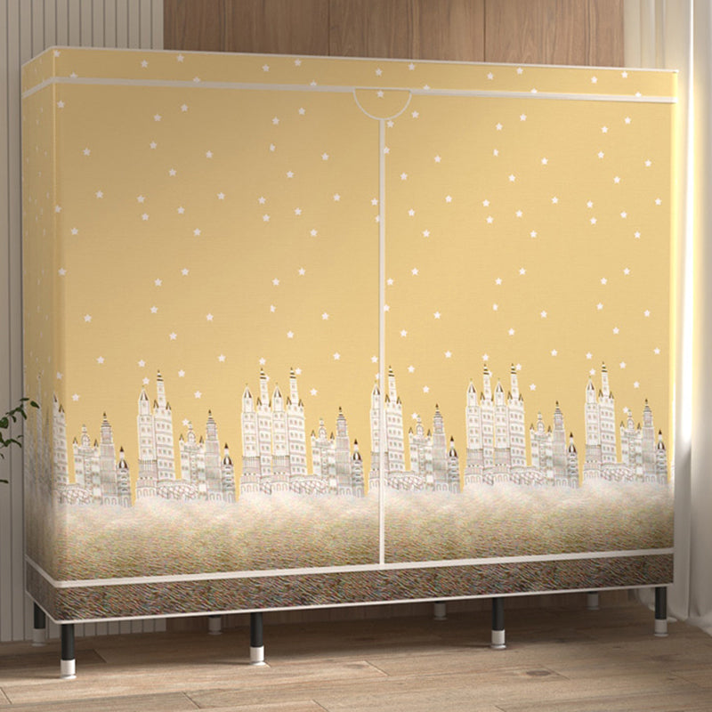 Contemporary Wardrobe Cabinet with Shelves Steel Wardrobe Armoire for Home