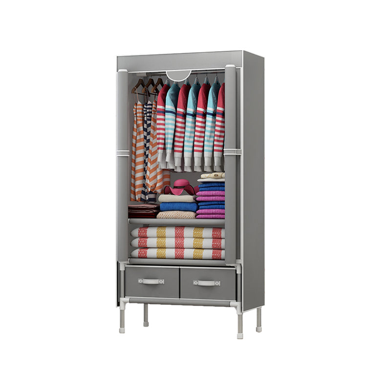 Steel Wardrobe Armoire with Drawer Modern Wardrobe Cabinet for Home