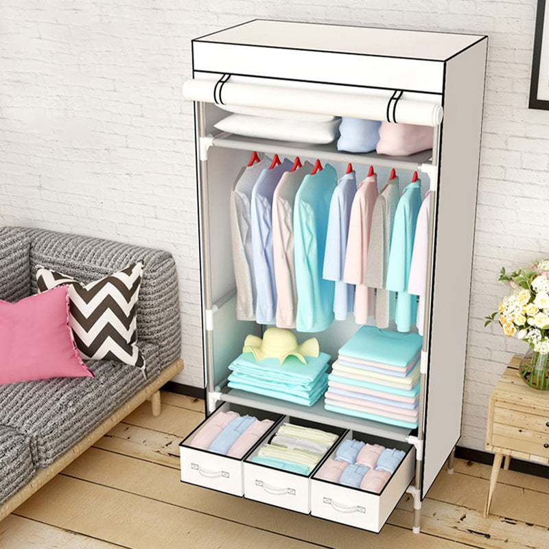 Steel Wardrobe Armoire with Drawer Modern Wardrobe Cabinet for Home