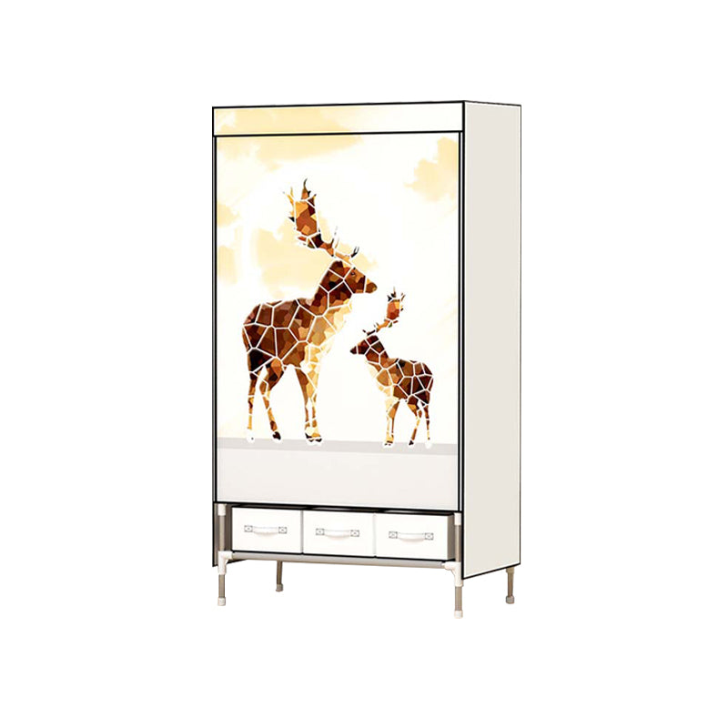 Steel Wardrobe Armoire with Drawer Modern Wardrobe Cabinet for Home