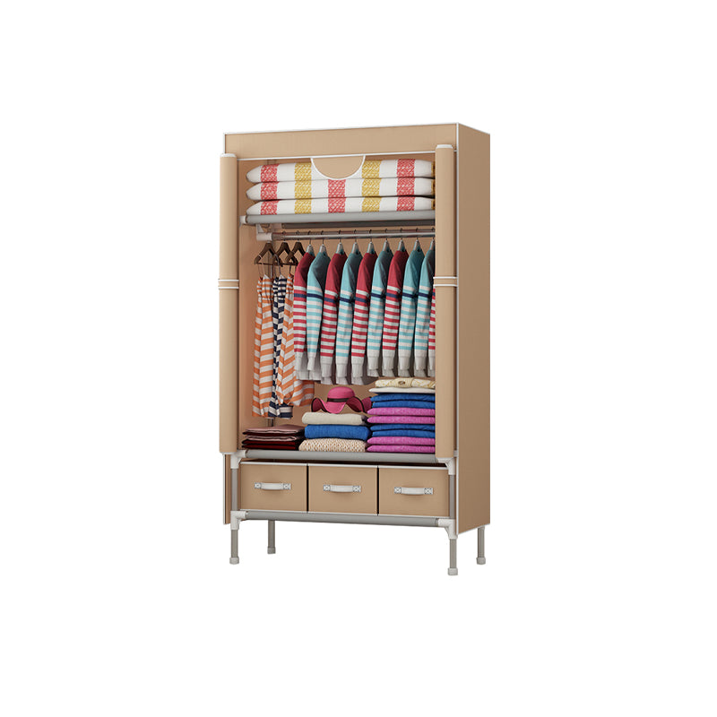 Steel Wardrobe Armoire with Drawer Modern Wardrobe Cabinet for Home