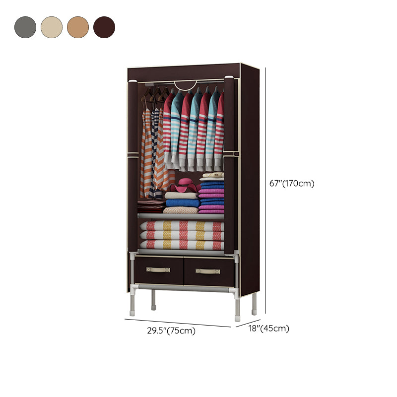Steel Wardrobe Armoire with Drawer Modern Wardrobe Cabinet for Home