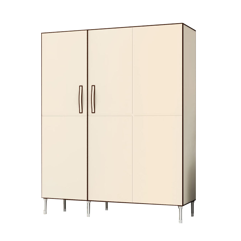 Hinged Wardrobe Cabinet with Garment Rod Steel Wardrobe Armoire