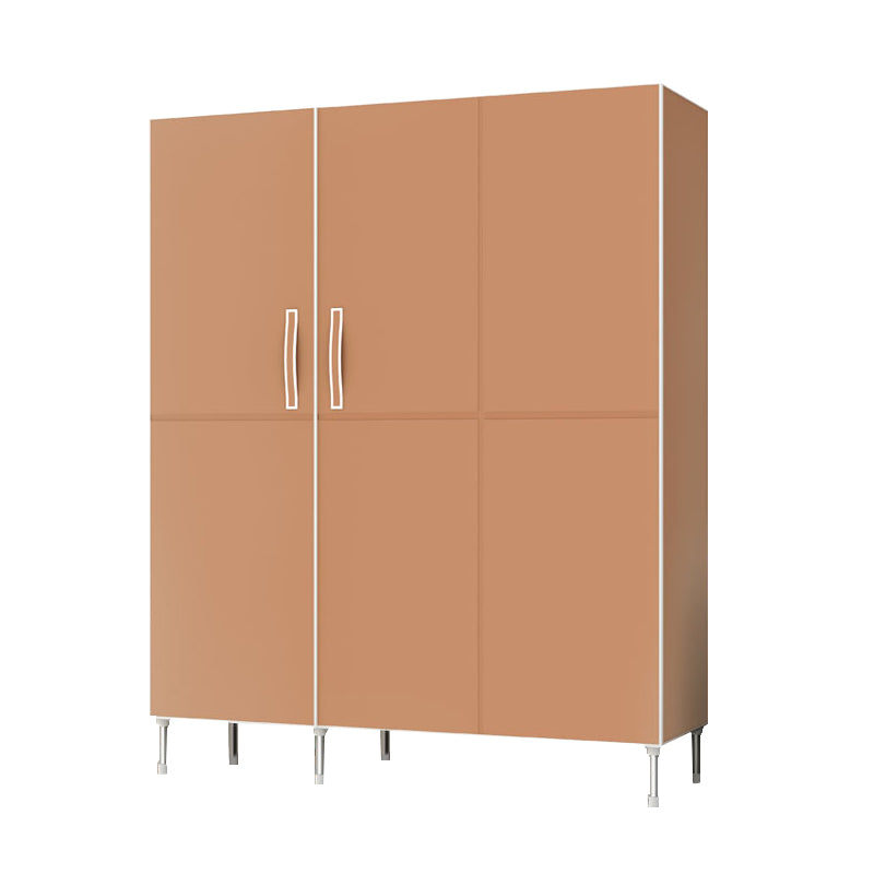 Hinged Wardrobe Cabinet with Garment Rod Steel Wardrobe Armoire