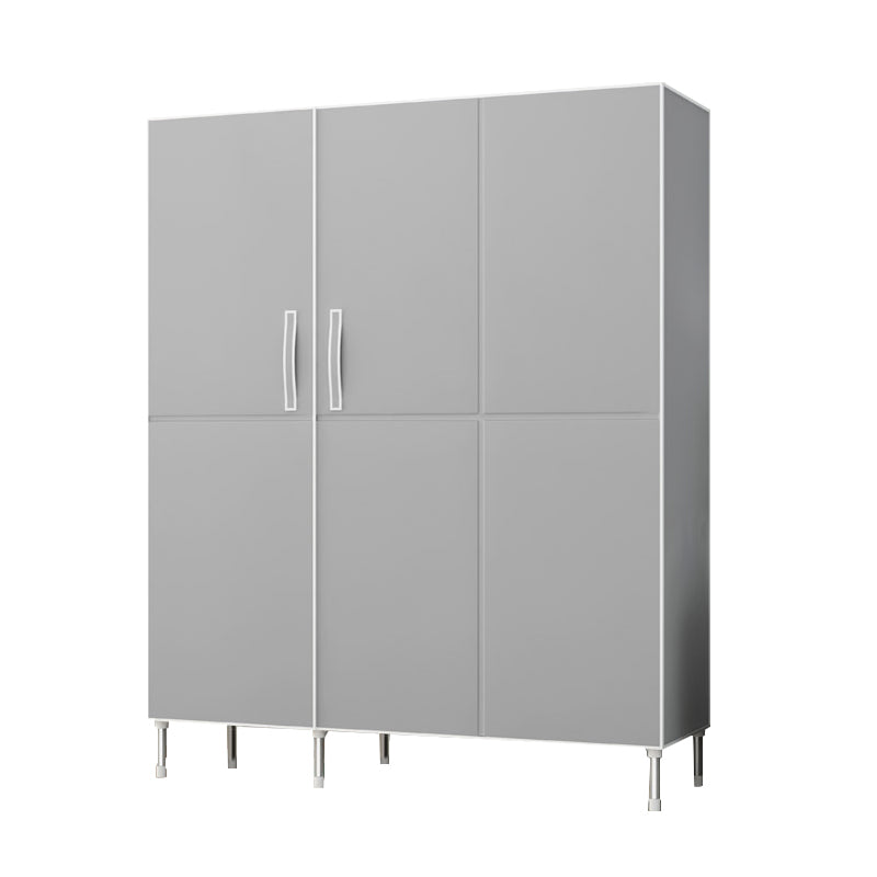 Hinged Wardrobe Cabinet with Garment Rod Steel Wardrobe Armoire