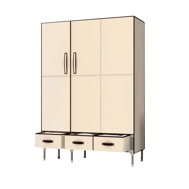 Hinged Wardrobe Cabinet with Garment Rod Steel Wardrobe Armoire