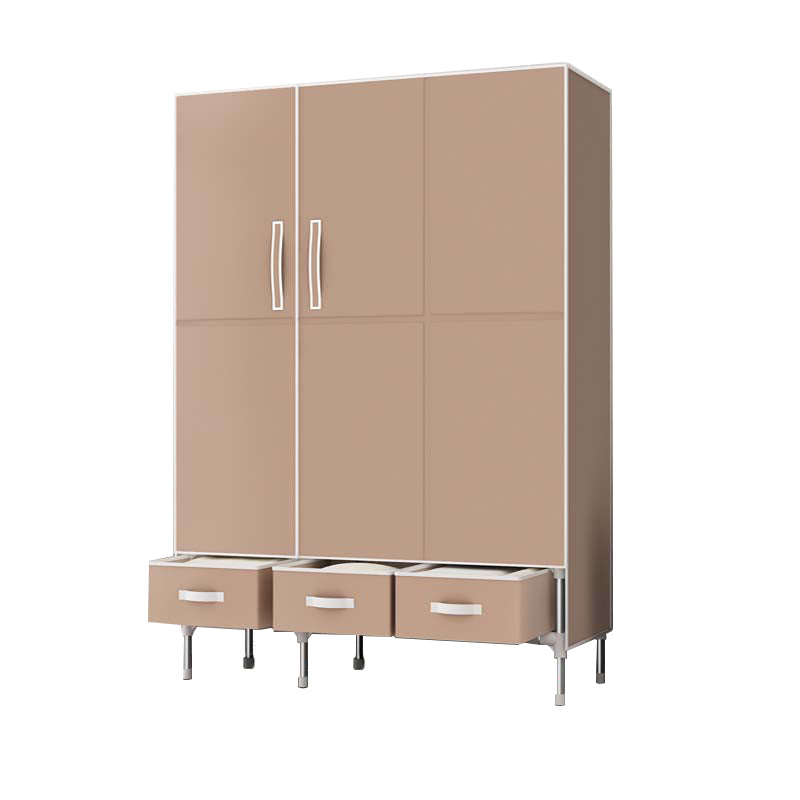 Hinged Wardrobe Cabinet with Garment Rod Steel Wardrobe Armoire