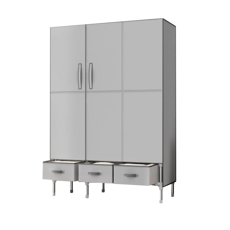Hinged Wardrobe Cabinet with Garment Rod Steel Wardrobe Armoire