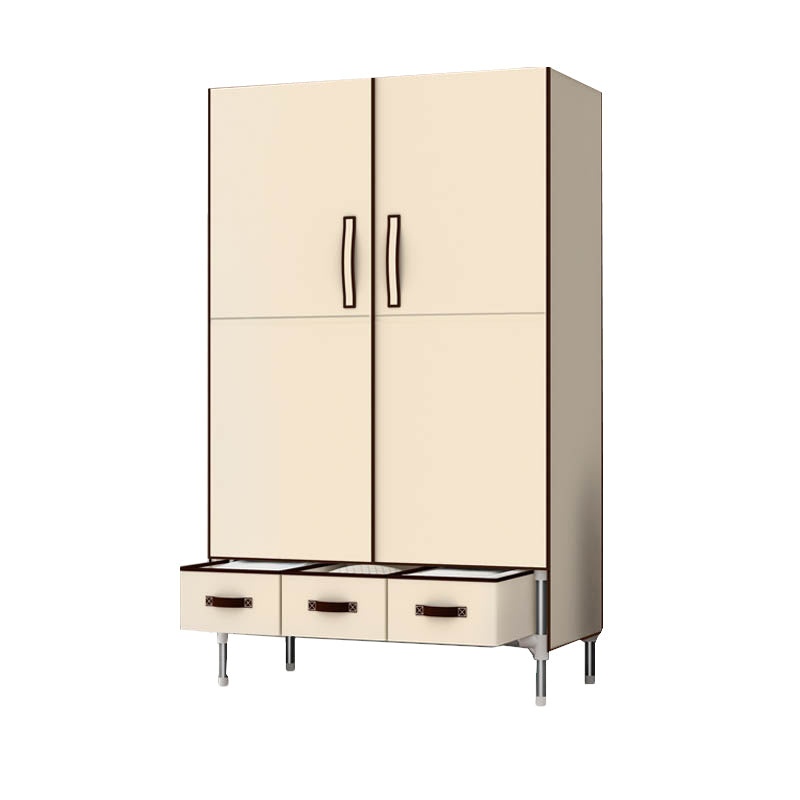 Hinged Wardrobe Cabinet with Garment Rod Steel Wardrobe Armoire