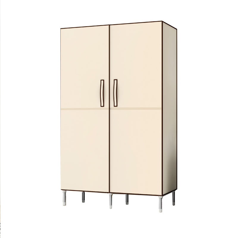 Hinged Wardrobe Cabinet with Garment Rod Steel Wardrobe Armoire