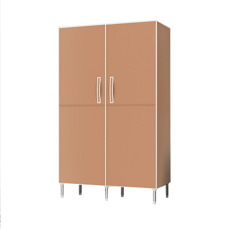Hinged Wardrobe Cabinet with Garment Rod Steel Wardrobe Armoire
