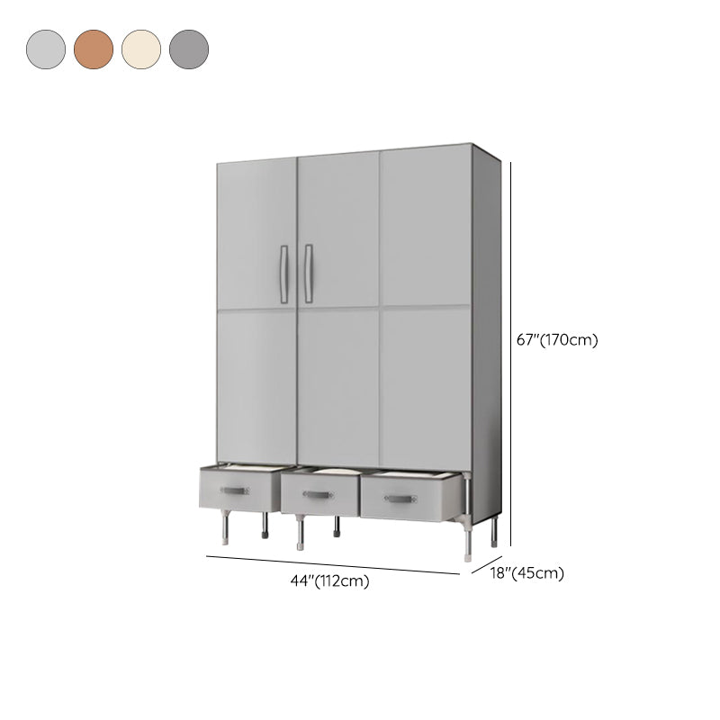 Hinged Wardrobe Cabinet with Garment Rod Steel Wardrobe Armoire