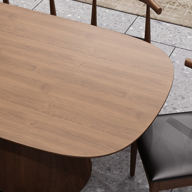 Oval Solid Wood Dining Table Contemporary Dining Table with Double Pedestal Base