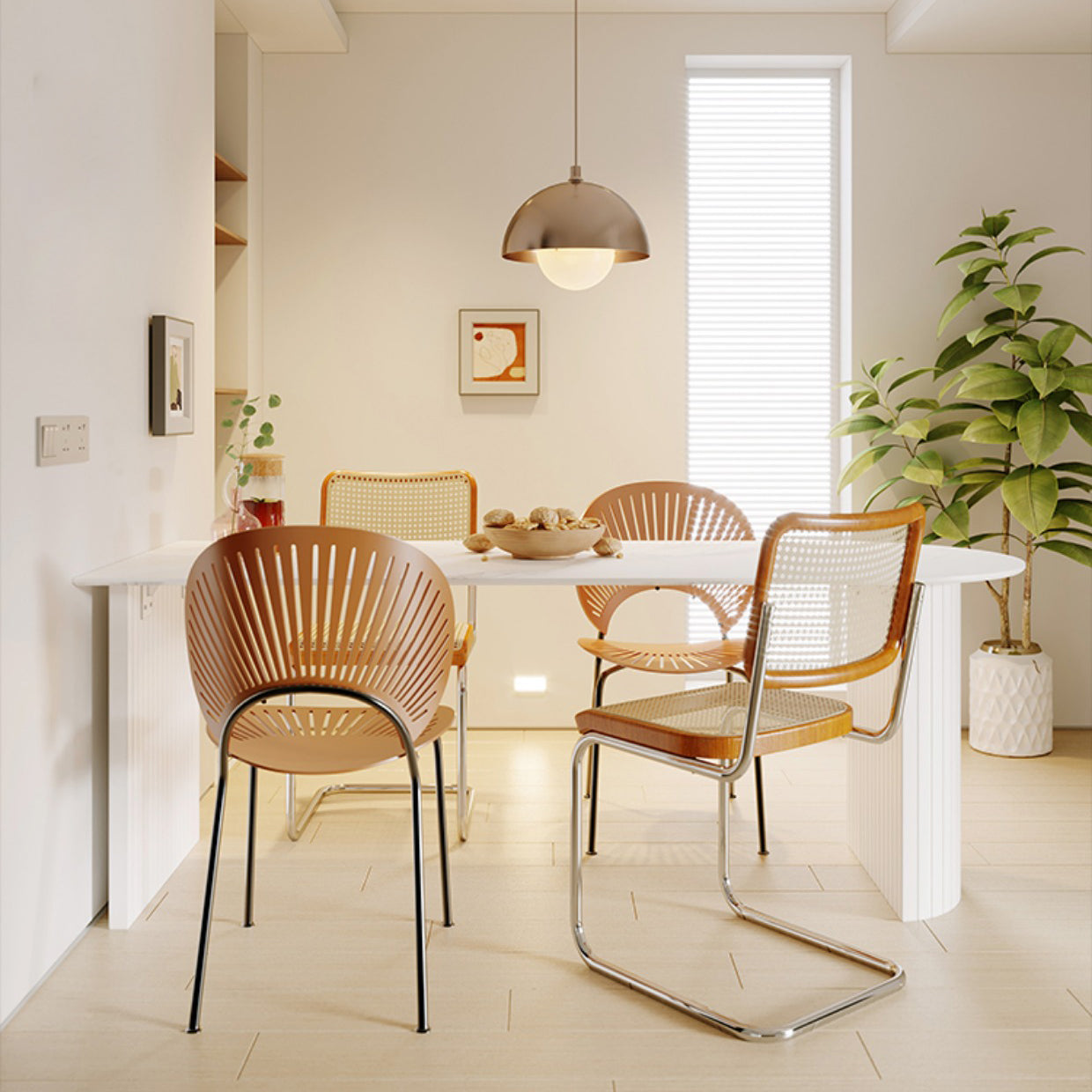 White Double Pedestal Dining Table Modern Stone Top Dining Table