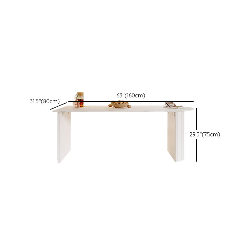 White Double Pedestal Dining Table Modern Stone Top Dining Table
