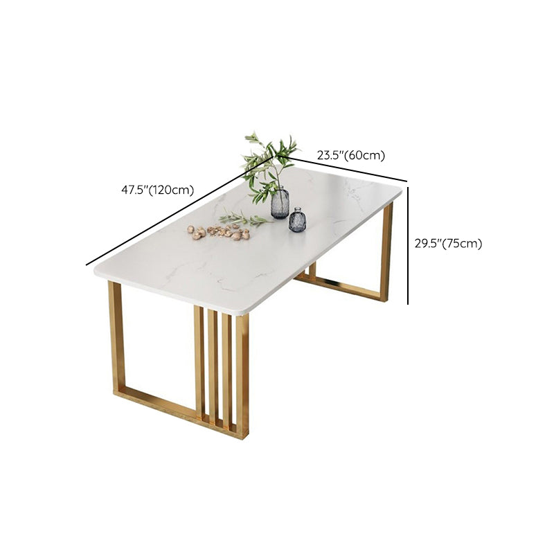 Rectangle Golden Base Dining Table Glam Stone Table for Kitchen